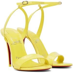 CHRISTIAN LOUBOUTIN Loubigirl 100 Patent Leather Stilleto Sandals Yellow 36.5